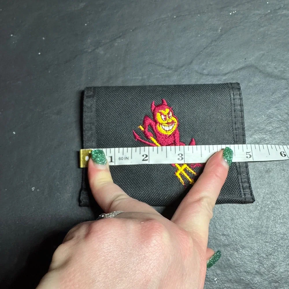 Arizona State Sun Devils ASU Sparky Embroidered Trifold Canvas Wallet Black